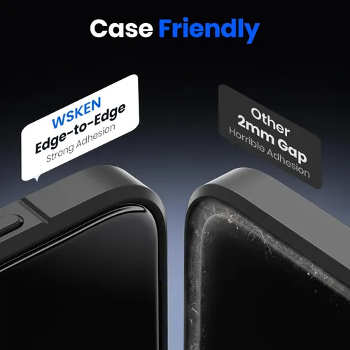 Vista 5 de WSKEN Protector de pantalla de privacidad para iPhone 17 Pro, vidrio templado de cobertura completa, pantalla privada antiespía de 24°, herramienta