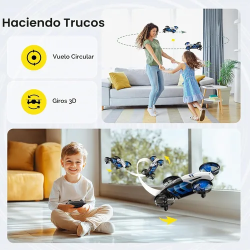 Vista 5 de Holy Stone HS210T Drones para niños, 2 en 1 MINI Drone de interior con modo Land & Fly, cuatro deformaciones de postura, cuadricóptero RC con giro