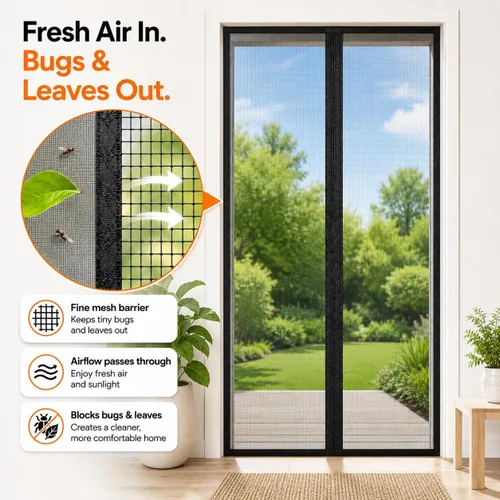 Vista 6 de Puerta mosquitera magnética: se adapta a puertas de hasta 32 x 80 pulgadas. Malla de puerta mosquitera de alta resistencia con cierre magnético