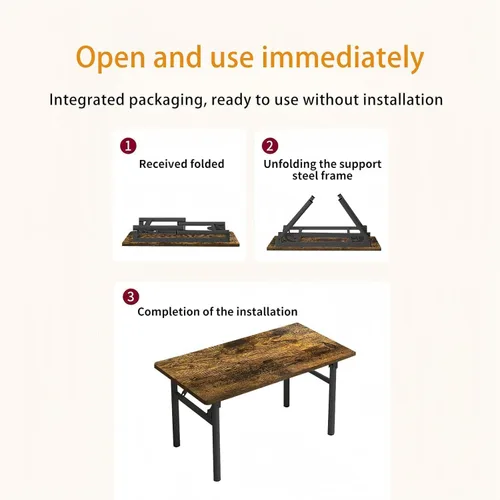 Vista 4 de Folding Desk, 39.4" Foldable Desk for Small Spaces - Space Saving Folding Computer Desk, Portable Compact Design for Home Office, Bedroom, Dorm &