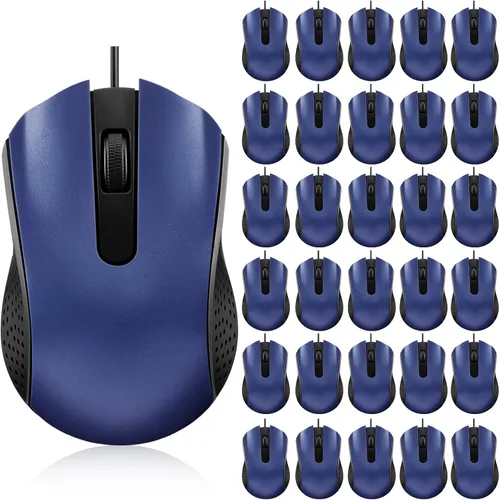 Vista 11 de Bonuci Paquete de 30 ratones USB con cable de 3 botones para computadora, mouse USB a granel para PC, laptop, oficina, escuela, uso en el aula Negro