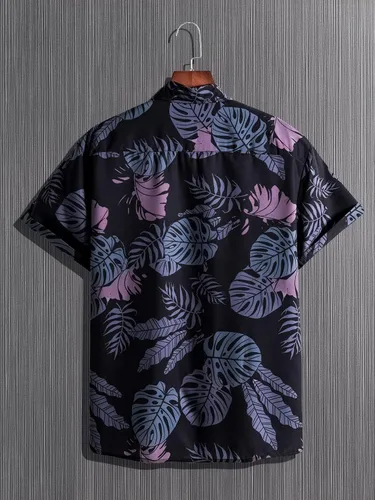 Vista 2 de Verdusa Camisa de manga corta con estampado de leopardo y cebra para hombre