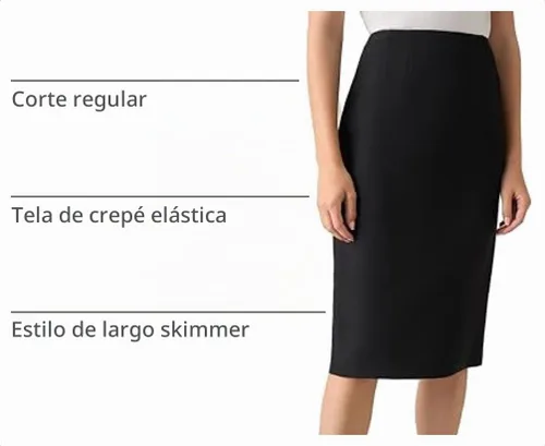 Vista 4 de Kasper Falda Skimmer Crepe Mujer Negro