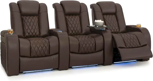 Vista 103 de Seatcraft Asiento de cine en casa Diamante Marrón Reclinable Individual
