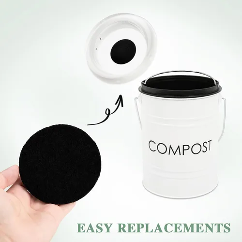 Vista 2 de Vipush Filtros de carbón para cubo de abono de cocina, paquete de 12 filtros de carbón activado para reemplazo de cubos de contenedores de encimera