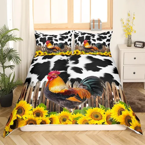 Vista 20 de Juego de funda de edredón de oso para niños, juego de ropa de cama de animales salvajes para niños, naturaleza, vida silvestre, oso, pájaro, juego