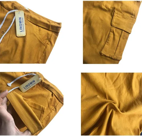 Vista 4 de LINGMIN - Leggings ajustados y casuales para mujer, cintura elástica, color liso, fáciles de poner