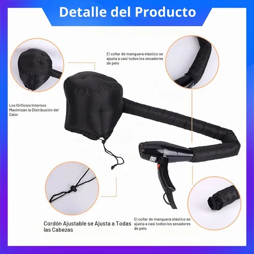 Vista 4 de Accesorio de secador de pelo suave con manguera, acelera el secado completo del cabello, no daña el cabello, fácil de usar, adecuado para todas