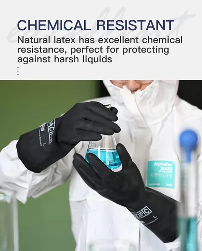 Vista 2 de PACIFIC PPE Guantes resistentes a productos químicos, guantes de goma industriales de gran resistencia, resistentes a ácidos, alcalinos y aceite, 32