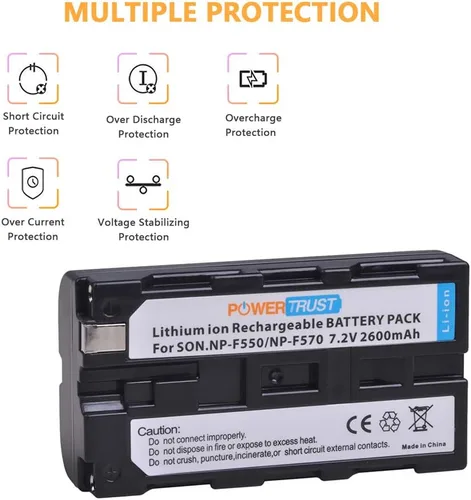 Vista 3 de Paquete de 2 baterías NP-F550 NP-F570 para Sony NPF550 NP-F330 NP-F530 NPF570 NP-F730 NP-F750 NP-F960 NP-F970 CCD-RV100 CCD-RV200 CCD-SC5 CCD D-SC6
