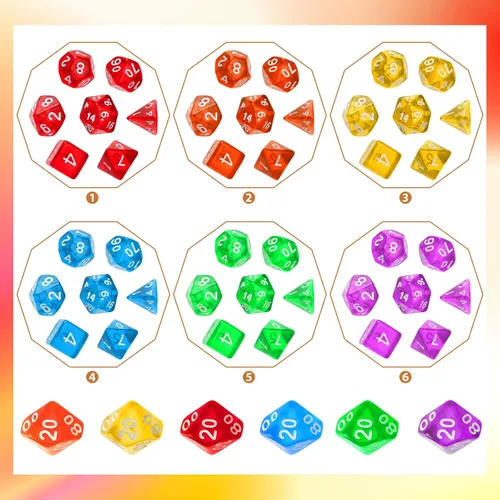 Vista 2 de 105 piezas, conjuntos de dados a granel, dados poliédricos con bolsa con cordón, juego de mesa de rol múltiple D4 D6 D8 D10 D% D12 D20