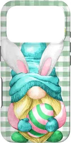 Vista 30 de iPhone 15 Pro Max Lindo gnomo de Pascua para caza de huevos en primavera Buffalo Plaid Case