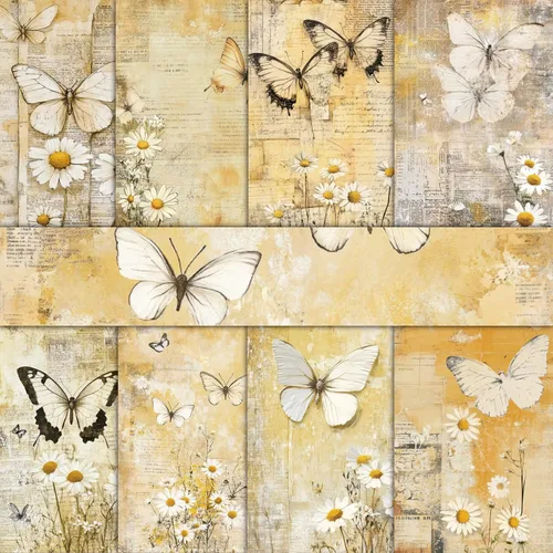 Vista 8 de PRSTINCOL Papel para álbum de recortes, 16 hojas de 6 x 6 pulgadas, suministros de álbum de recortes de estilo de ventana azul, papel de decoupage