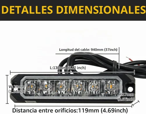 Vista 6 de Purishion - Luz estroboscópica con 6 luces LED color ámbar, impermeable, para barra de precaución, 10 patrones intermitentes, apto para automóvil