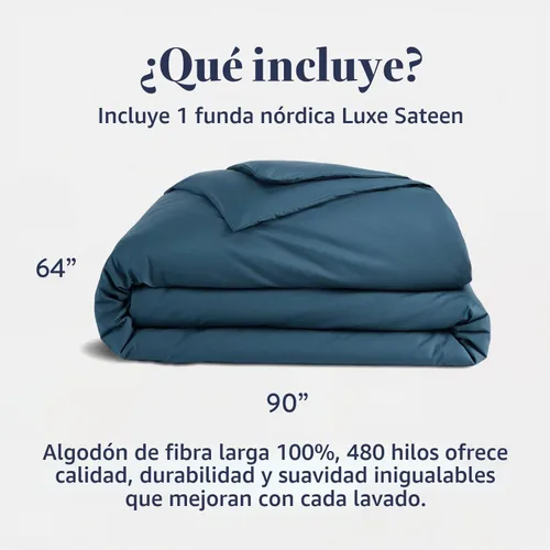 Vista 2 de Brooklinen Funda de edredón de satén de lujo de calidad hotelera, tamaño Abismo