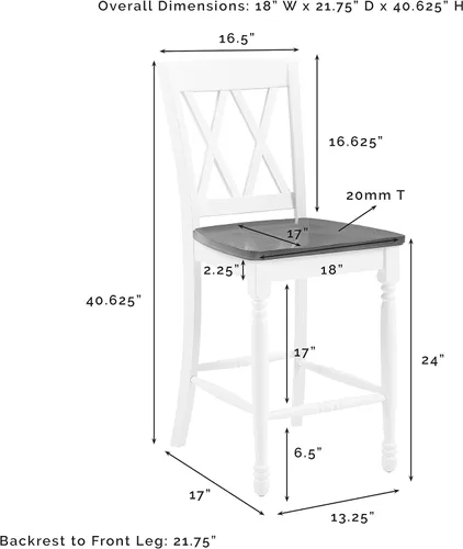 Vista 3 de Crosley Furniture Shelby Wood X - Juego de 2 taburetes de bar con altura trasera