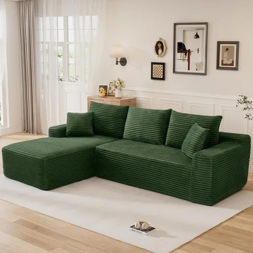 Vista 36 de Sofá modular sin hueso de 95 pulgadas, en forma de L con diván, tapicería de pana suave, asiento profundo, moderno y cómodo sofá para sala de estar
