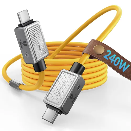 Vista 25 de PHIXERO Cable USB C a USB C de 240 W, aleación de zinc, 20 Gbps, 1.6 pies, negro