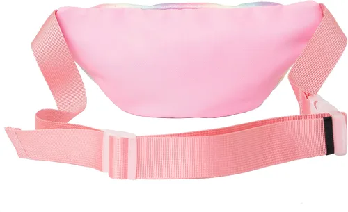 Vista 4 de Riñonera de moda brillante para niñas, con dos bolsillos, manos libres, ligera, con cinturón, para vacaciones, festivales, fiestas, viajes