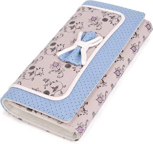 Vista 4 de UTO Wallet for Women Large Capacity Bowknot Flower Card Holder Phone Case Zipper Pocket Gilrs Purse Clutch