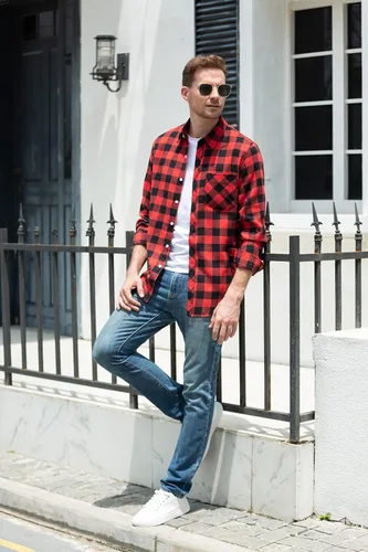 Vista 3 de SANGTREE - Camisas informales de manga larga para hombres y niños, diseño de franela a cuadros, tallas desde 3meses hasta 9XL