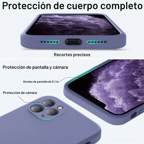 Vista 4 de Vooii Funda compatible con iPhone 11 Pro Max, silicona líquida mejorada con bordes planos, protección de la cámara, forro de microfibra antiarañazos