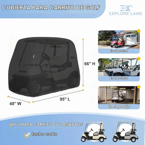 Vista 2 de Explore Land Funda impermeable para carrito de golf universal, compatible con la mayoría de marcas, para 2/4/6 pasajeros