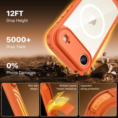 Vista 5 de CENHUFO Magnetic Cover iPhone 17 Air [Compatible with Magsafe] Integrated 9H Tempered Glass Screen and Camera Protection, Shockproof 360 Degree