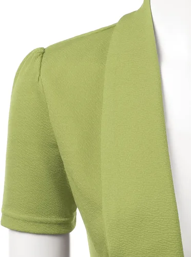 Vista 4 de DOUBLJU Blazer de manga corta para mujer, ligero, delgado, abierto,en talla grande.