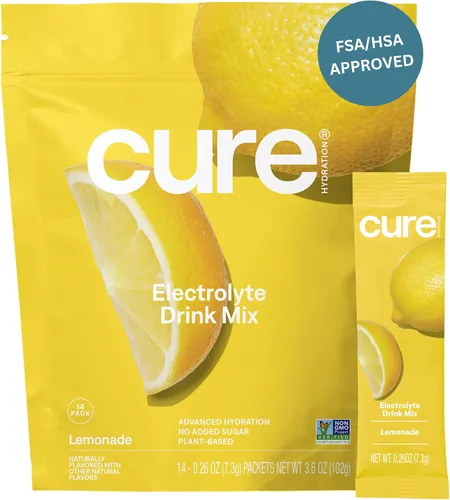 Vista 15 de Cure Hydration Mezcla para bebida de electrolitos a base de plantas Sin azúcar añadida FSA-HSA Polvo para alivio de la deshidratación hecho