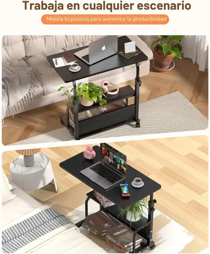 Vista 4 de QZMDSM Escritorio portátil con ruedas de altura ajustable para espacios pequeños, escritorio de computadora de 32 pulgadas, mesas de dibujo