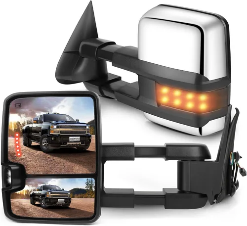 Vista 10 de SCITOO Espejos de Remolque Compatibles con Chevy Silverado 2008-2013 Para GMC Sierra Todos los Modelos Un Par (Lado Izquierdo y Derecho) Con Ajuste