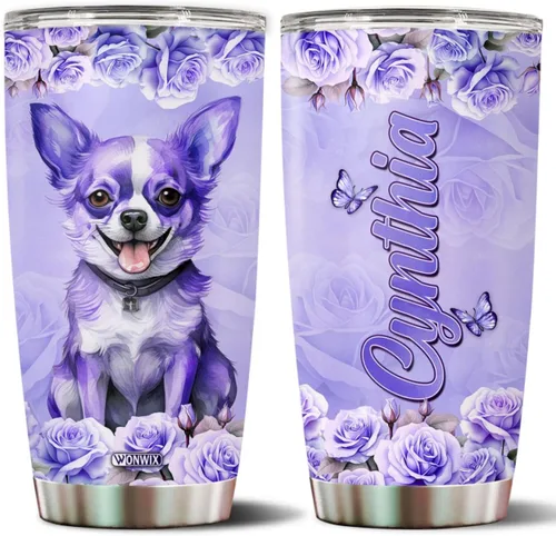 Vista 23 de Regalos personalizados de Beagle para mujeres, esposa, hija, mamá, niña, vaso de acero inoxidable aislado de 20 onzas, taza de viaje, taza de café