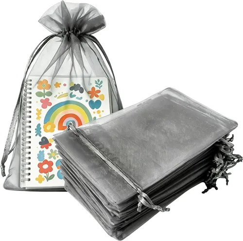 Vista 38 de Paquetes de 50 bolsas de regalo de organza de 4 x 6 pulgadas con cordón negro transparente, decoraciones de embalaje de tela transparente