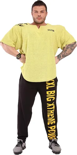 Vista 5 de Camiseta de gimnasio para hombre, ropa activa, levantamiento de culturismo, parte superior de trapo de gran tamaño, textura de toalla, camiseta