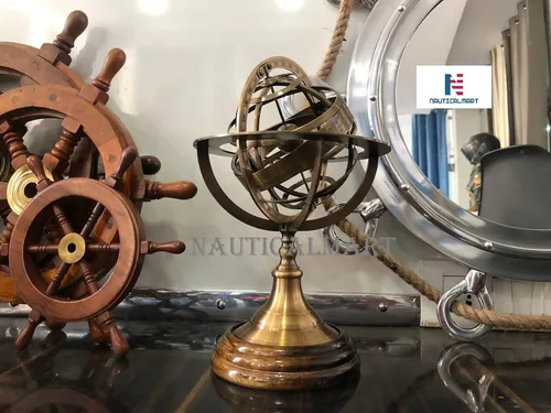 Vista 7 de Globo de esfera náutica armilar de latón grabado