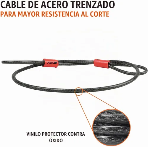Vista 5 de BV Cable de bicicleta de 2.5 pies con bucles - Cable de acero trenzado resistente al corte de 5 mm (3/16 pulgadas) - Versátil y resistente a la Única