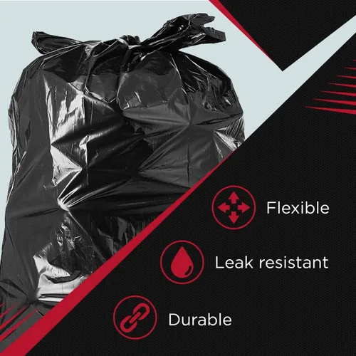 Vista 9 de Veska Bolsas de basura de 33 galones, enormes 100 bolsas con lazos, bolsas de basura negras grandes de 30 galones, 32 galones, bolsas de basura