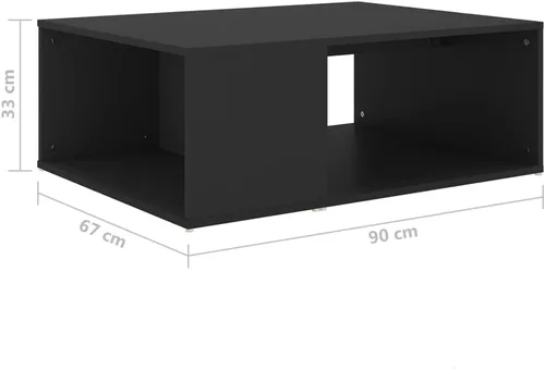 Vista 2 de Mesa de centro de madera de ingeniería negra, muebles rectangulares de sala de estar, 35.4 x 26.4 x 13.0 pulgadas, elegante mesa de centro para sala