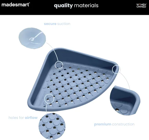 Vista 4 de madesmart Estante esquinero para bañera, organizador de baño con ventosa para champú, jabón, maquinillas de afeitar y accesorios de ducha, bandeja