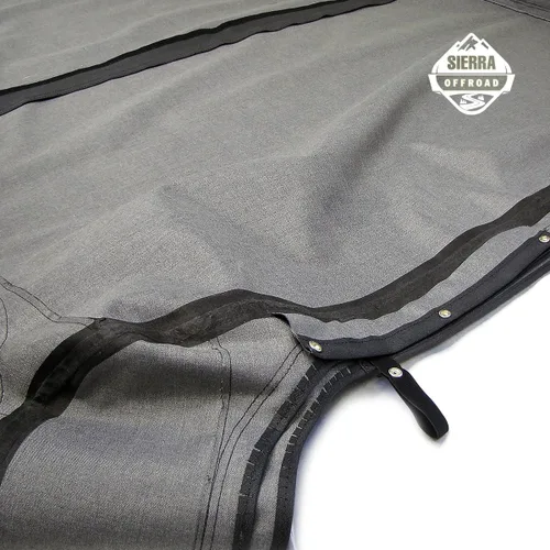 Vista 8 de Revestimiento superior estilo de fábrica Sierra Offroad para Jeep Wrangler TJ (1997-2002), funda blanda con vidrios polarizados, sin puertas Negro