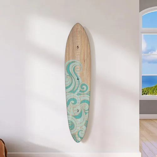 Vista 10 de HEADWATERS STUDIO Medidor de Crecimiento de Tabla de Surf de Madera para Decoración de Pared - Decoración de Pared de Tabla de Surf para Cuarto