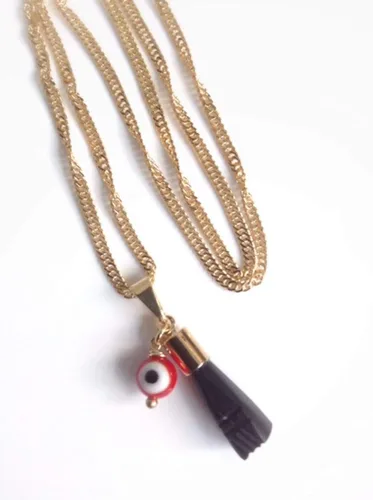 Vista 6 de Collar de Protección para Mujer Genuino Azabache Colgante Cadena Mal de Ojo
