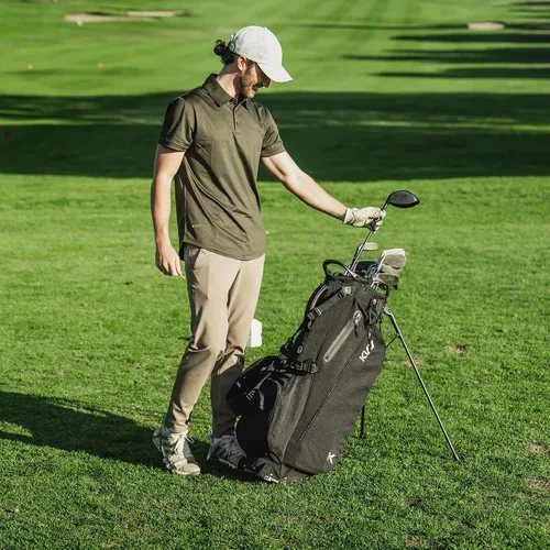Vista 2 de KVV Bolsa de golf ligera con soporte con divisores de longitud completa de 7 vías, 5 bolsillos con cremallera, correas dobles ajustables