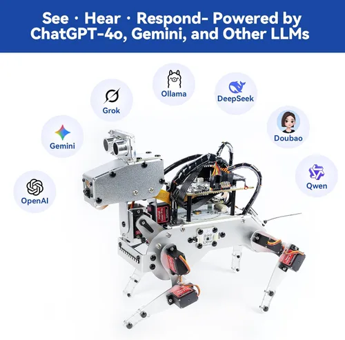 Vista 2 de SunFounder Kit de robot AI con Raspberry Pi Zero 2 W+tarjeta TF 32G, ChatGPT-4o habilitado con comando de voz y reconocimiento de video, control