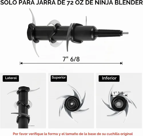 Vista 2 de Piezas de repuesto de 6 cuchillas para licuadora compatibles con jarra de 72 oz de Ninja, cuchillas compatibles con sistema de cocina de 1100 W