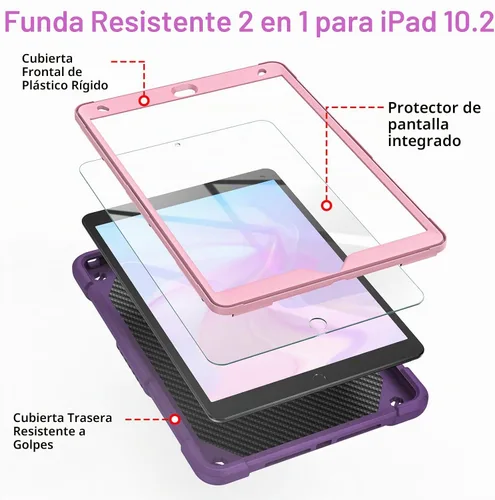 Vista 3 de VOFUOE - Funda para iPad de 9ª, 8ª y 7ª generación, para iPad 10.2, color morado