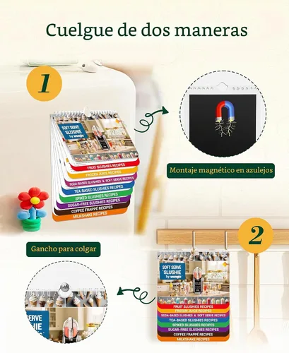 Vista 3 de Slushie Machine Receta magnética para nevera, libro de recetas de batidos contiene una variedad de recetas de batidos, libro de cocina de batidos