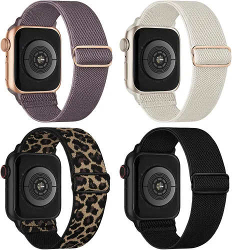 Vista 23 de 4 Pack Stretchy Solo Loop Compatible with Apple Watch Bands Women Men
