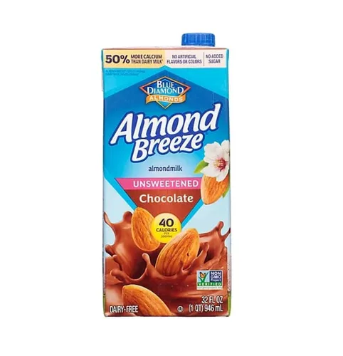 Vista 3 de Blue Diamond - Leche de almendras sin azúcar con chocolate y brisa de almendras, 32 onzas (paquete de 12)